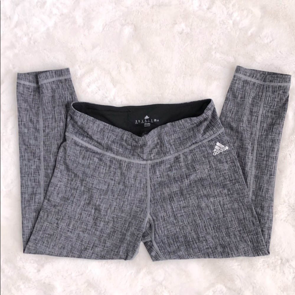 Adidas Gray and Black Print Crop Leggings